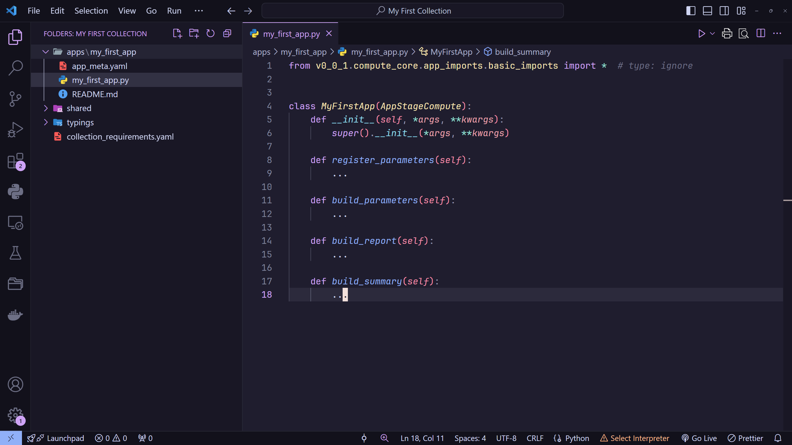 App Builder new app code
