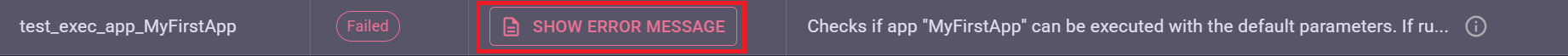 App Builder Show Error Message Button