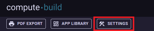 App Builder settings button